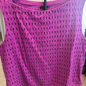 Ann Taylor Fuchsia Eyelet Sleeveless Blouse
